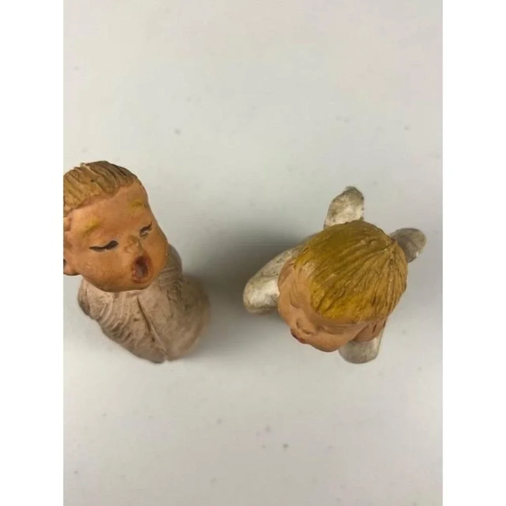 Vtg Jullar Terracotta Choir Boy Angels Cherub Figurines Set of 2 Spain‎ 1970's